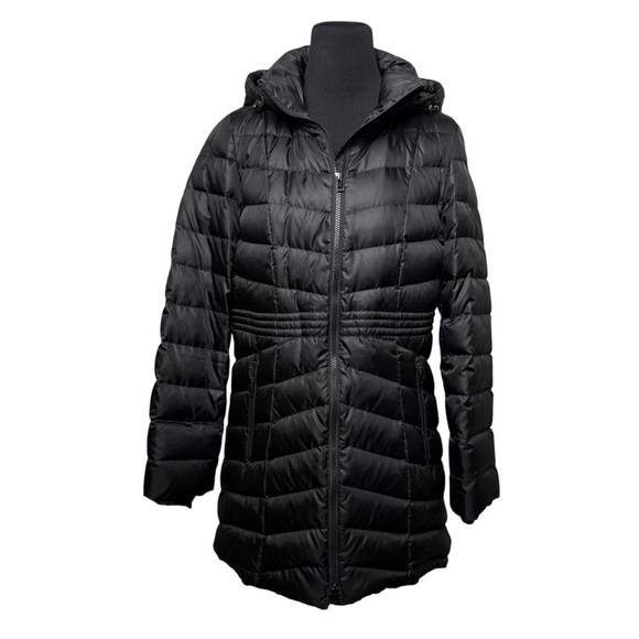 Lands End Coat Hooded Goose Down Long Parka Puffer Jacket M Black Winter Casual - Picture 2 of 13